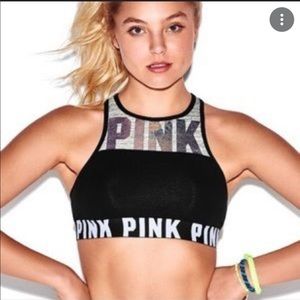 Pink silver and black bra